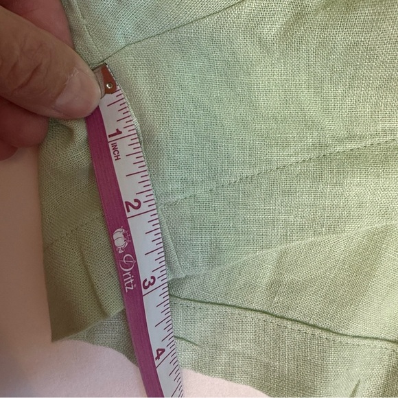 Abercrombie & Fitch Light Green high rise short set linen size XS crop bow - Picture 11 of 12